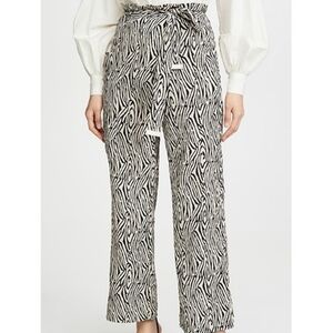 Nanushka Marlin Zebra Print Crepe Tie-Waist Pants Size M
